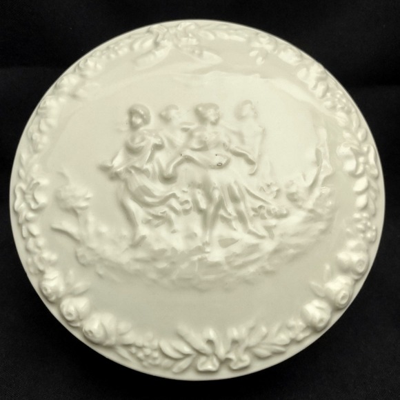 Von Schierholz Other - Von Schierholz Capri Porcelain Trinket Box w/Lid 6" Diameter 2" Height